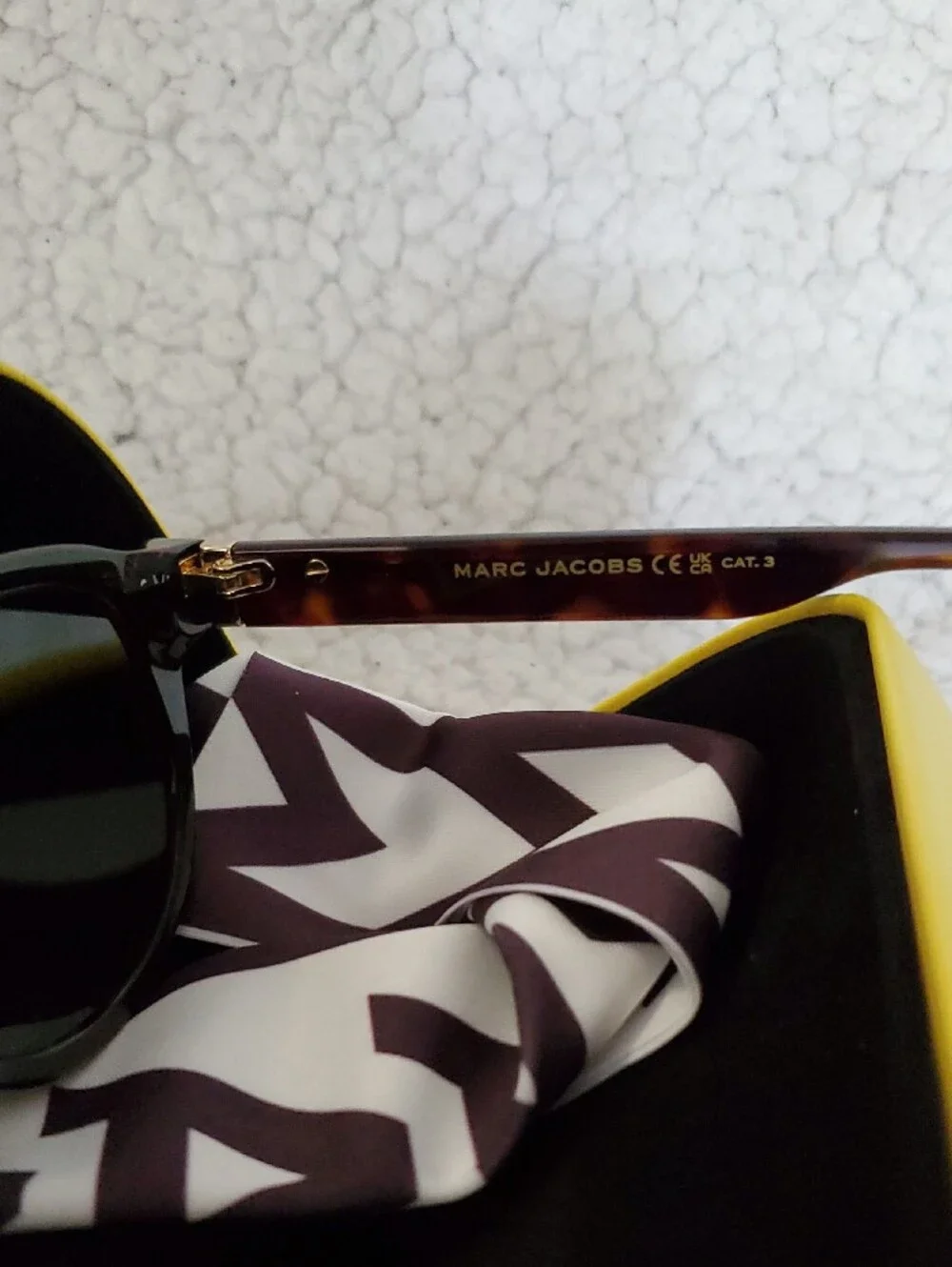 Marc Jacobs Tortoiseshell Sunglasses with Brown Lenses and Yellow Case